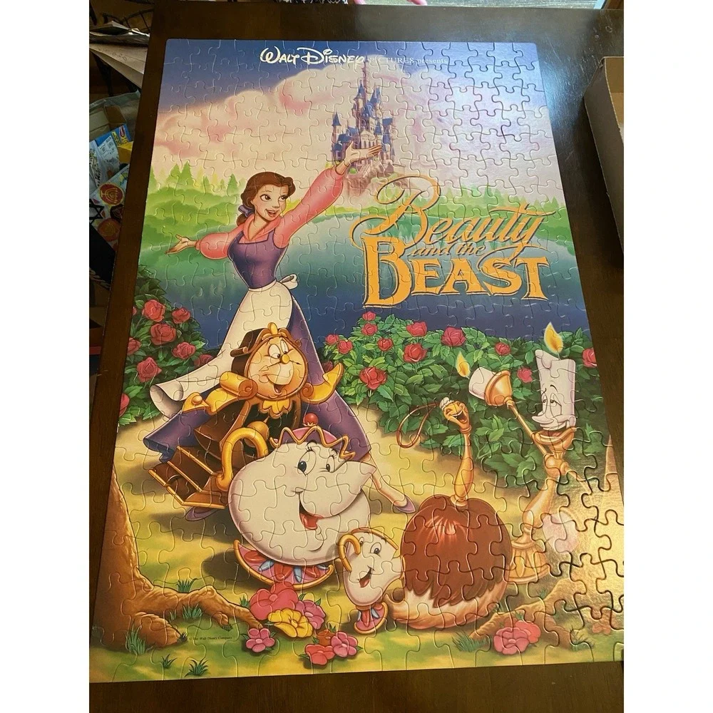 Vtg Walt Disney Beauty and the Beast 300 Piece Movie Poster Puzzle COMPLETE